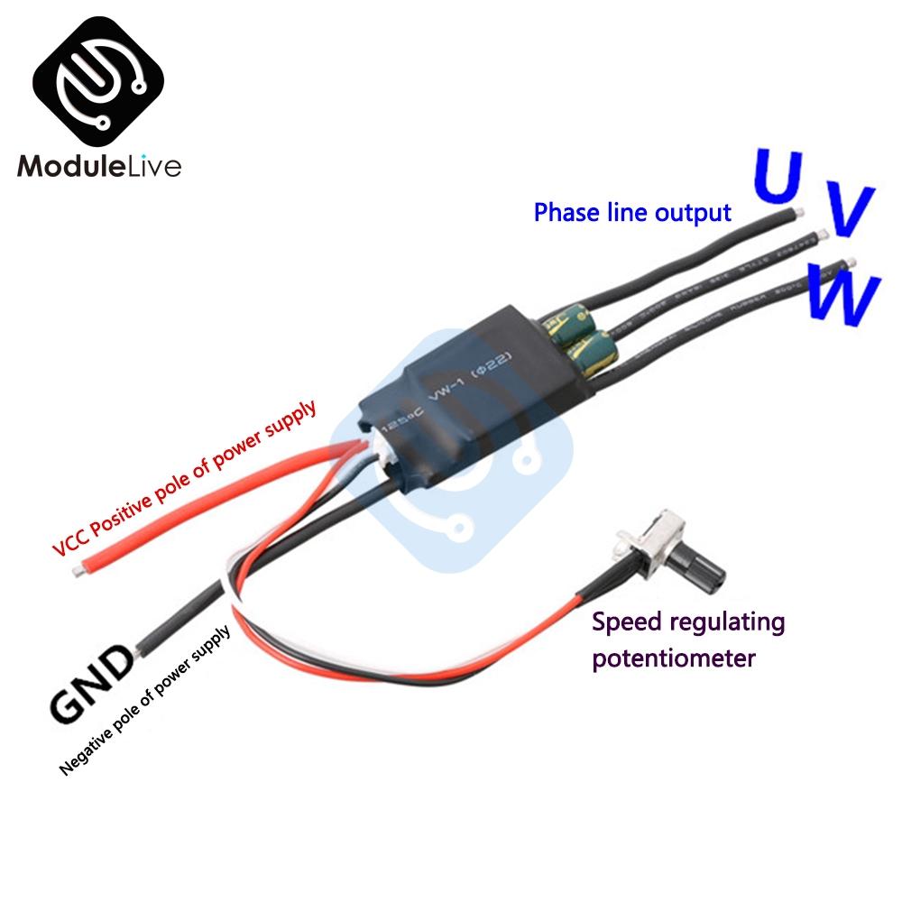 

BLDC 3 phase DC Brushless Motor Drive Controller DC 7V-24V PWM Hallless Driver With Potentiometer for 2/6/12/14 14 Pole Motor China Mainland