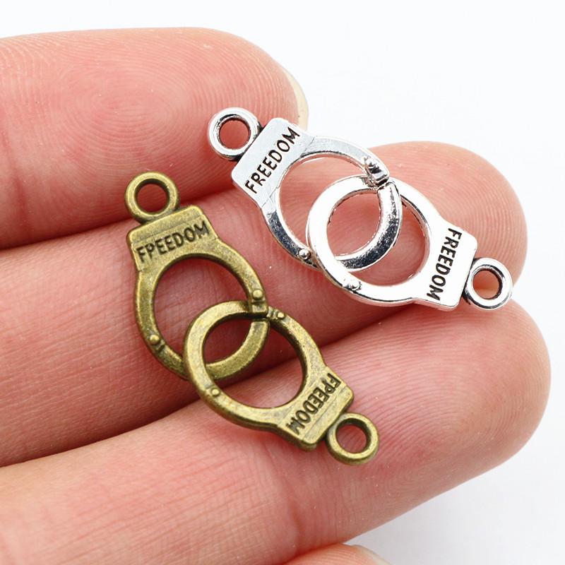 10pcs Charms Handcuffs Freedom 30x10mm 42x15mm Antique Making Pendant Fit,Bronze Tibetan Silver Color,DIY Handmade Jewelry
