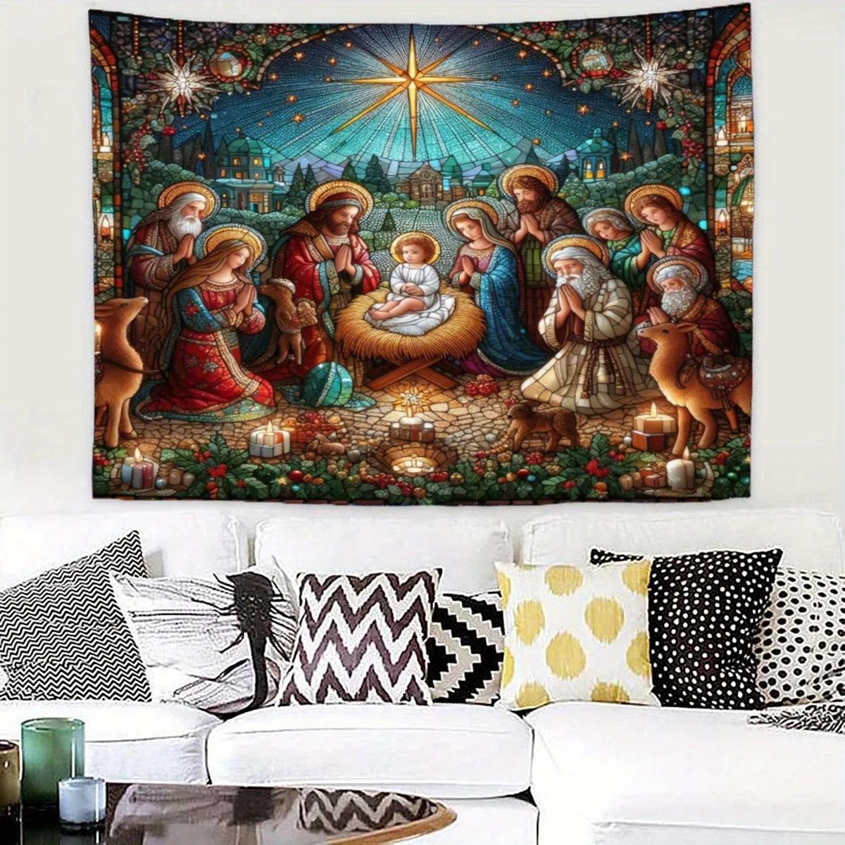 

Рождественский декор фоновая ткань рождественская подвесная ткань Христос гостиная настенная комната украшение дома 200x150cm