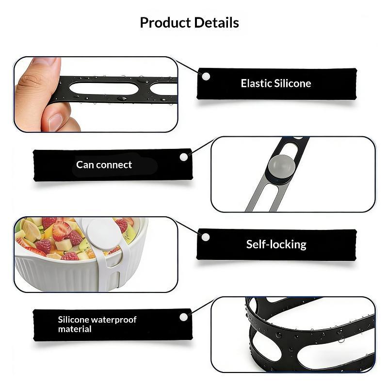 3Pcs Silicone Pot Lid Elastic Band Reusable Lunch Box Strap Holder Suitable Universal Clay Pots Curtains Bowls Latch Strap Ties