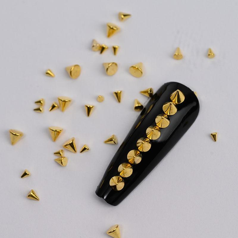 6Grids 3D Punk Metal Rivet Nail Charms Black/Silver Round Cone Studs Alloy Nail Jewels Decoration DIY Crafts Manicure Supply