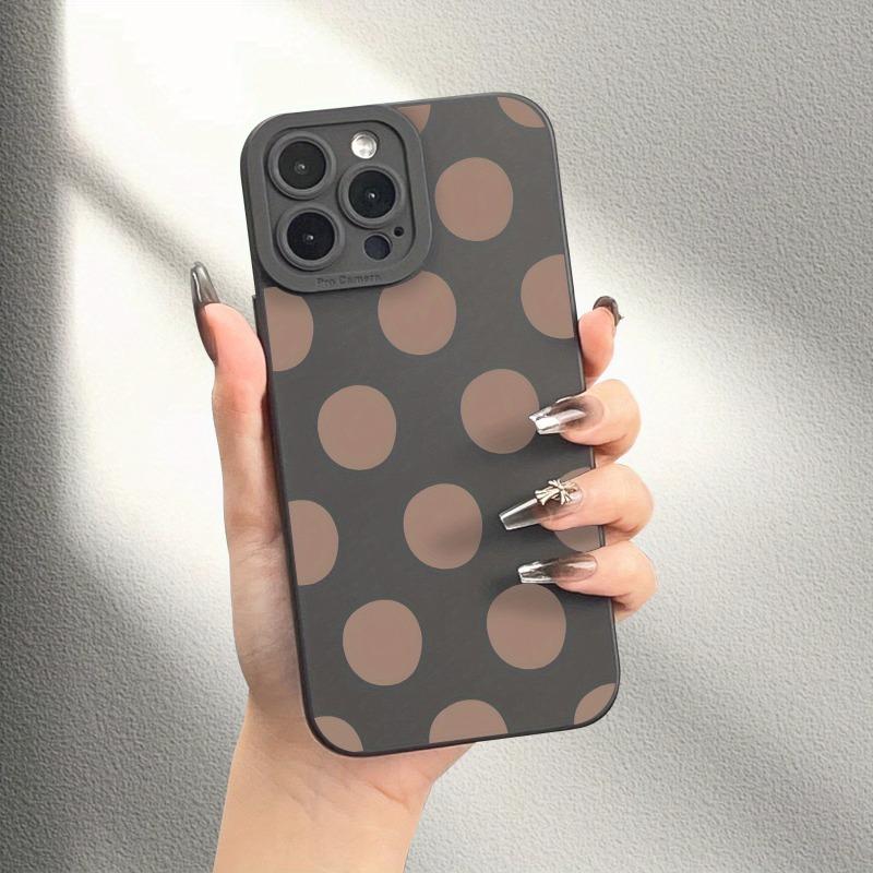 Brown polka dot pattern phone case suitable for iPhone 17 16 15 14 13 12 11 Pro/ Max /Plus anti-fall and shockproof