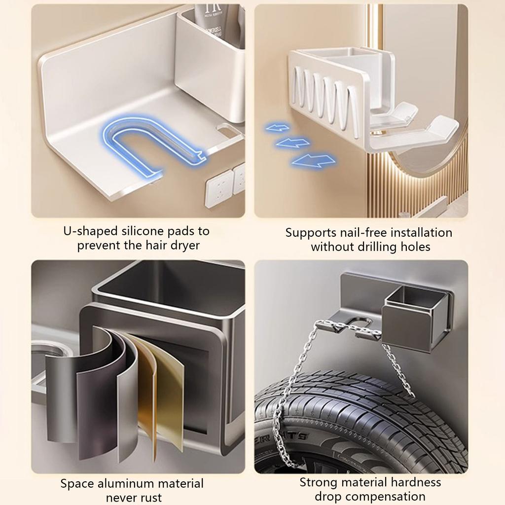 Suport pentru uscător de păr Suport pentru uscător de păr Suport de îndreptat uscător de păr Cutie organizatoare Suport pentru toaletă Raft Accesorii pentru baie