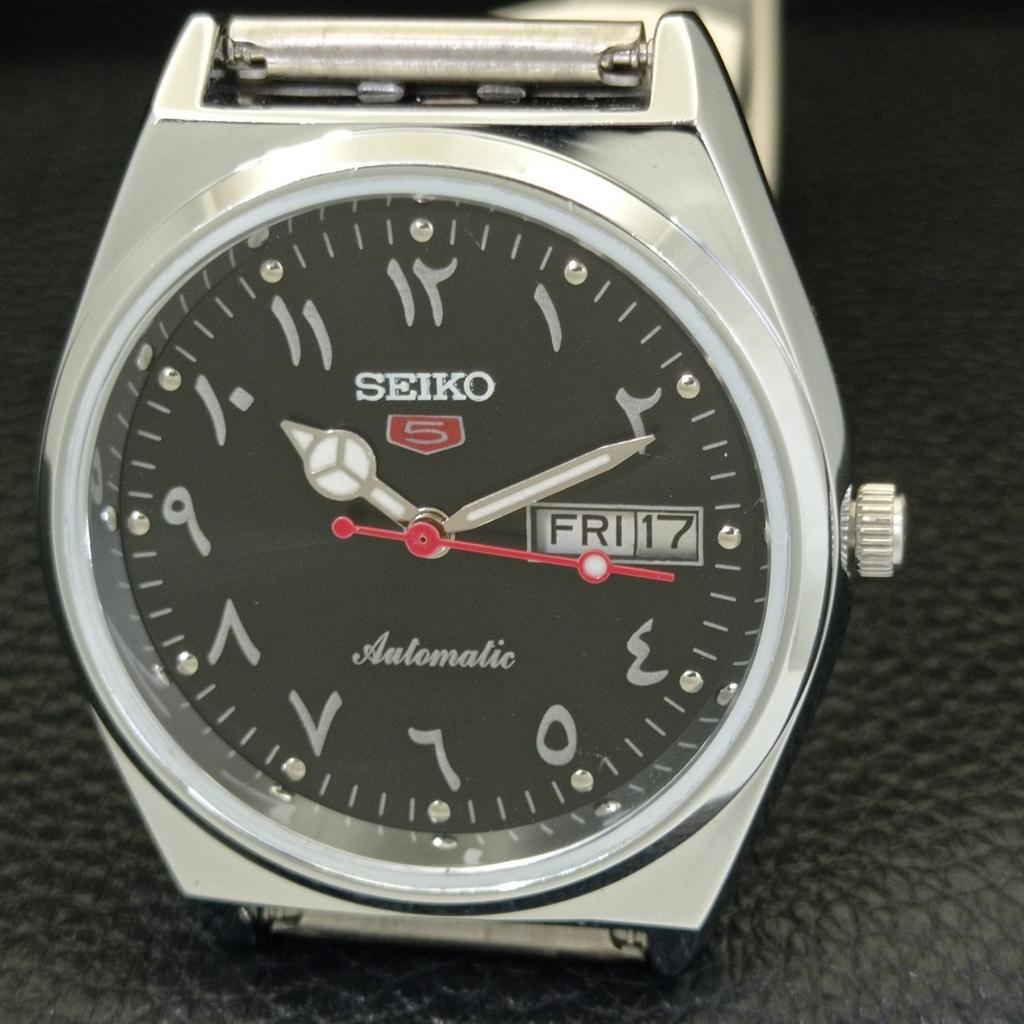 JAPAN VINTAGE REFURBISHED SEIKO 5 AUTOMATIC 6309A MENS BLACK WATCH A441349-5 Sk-a441349