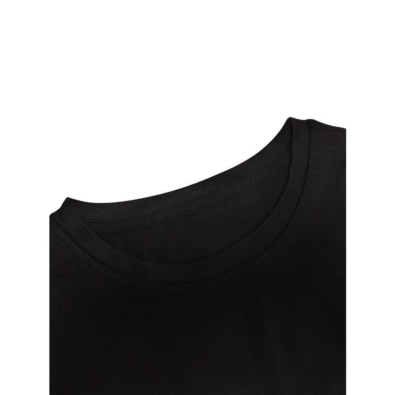 European sizes Men's Summer Short-Sleeve Round Neck T-Shirt - Casual & Sportswear Layering Base Shirt with Geometric Rose Print