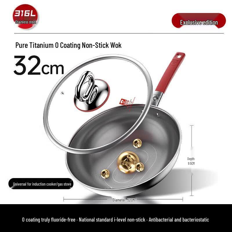 KOBACH True Titanium 316L Stainless Steel Non-Stick Wok