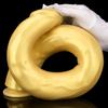 Goldfarbener Silikon-Analplug, extra langer Anal-Masturbator, Fisting-Sklave, riesiger Dildo mit Saugnapf, Umschnalldildo, realistischer Schwanz