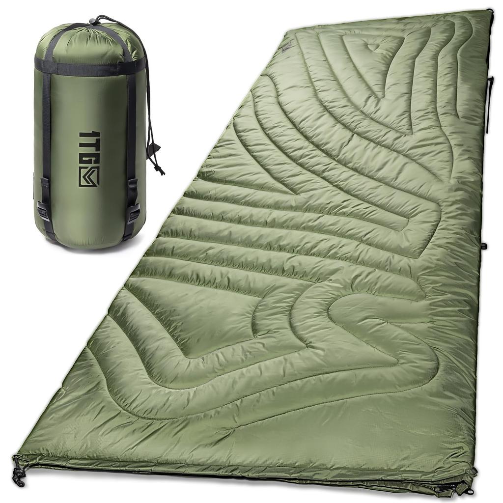 1TG Tactical Weighted Blanket for 3M Thinsulate 380T Nylon Perfect for Outdoor Sleeping Shoulder and Knee Car Home and Emergency Large Green Summer,