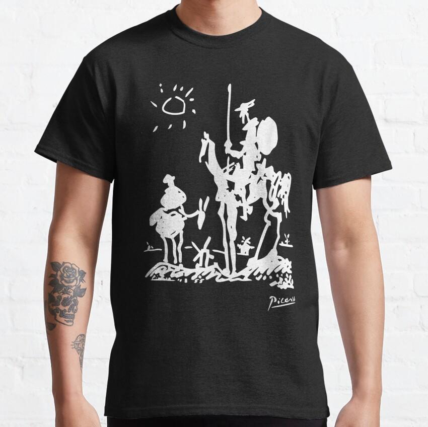 Picasso Paintings Don Quixote Riding Bike Men's T Shirt Vintage Tee Short Sleeve O Neck Funny T