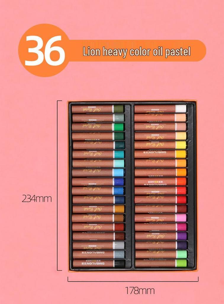 Lion Heavy Color Oil Pastels Crayons - 24 or 36 Colors for Student and Children's Art.