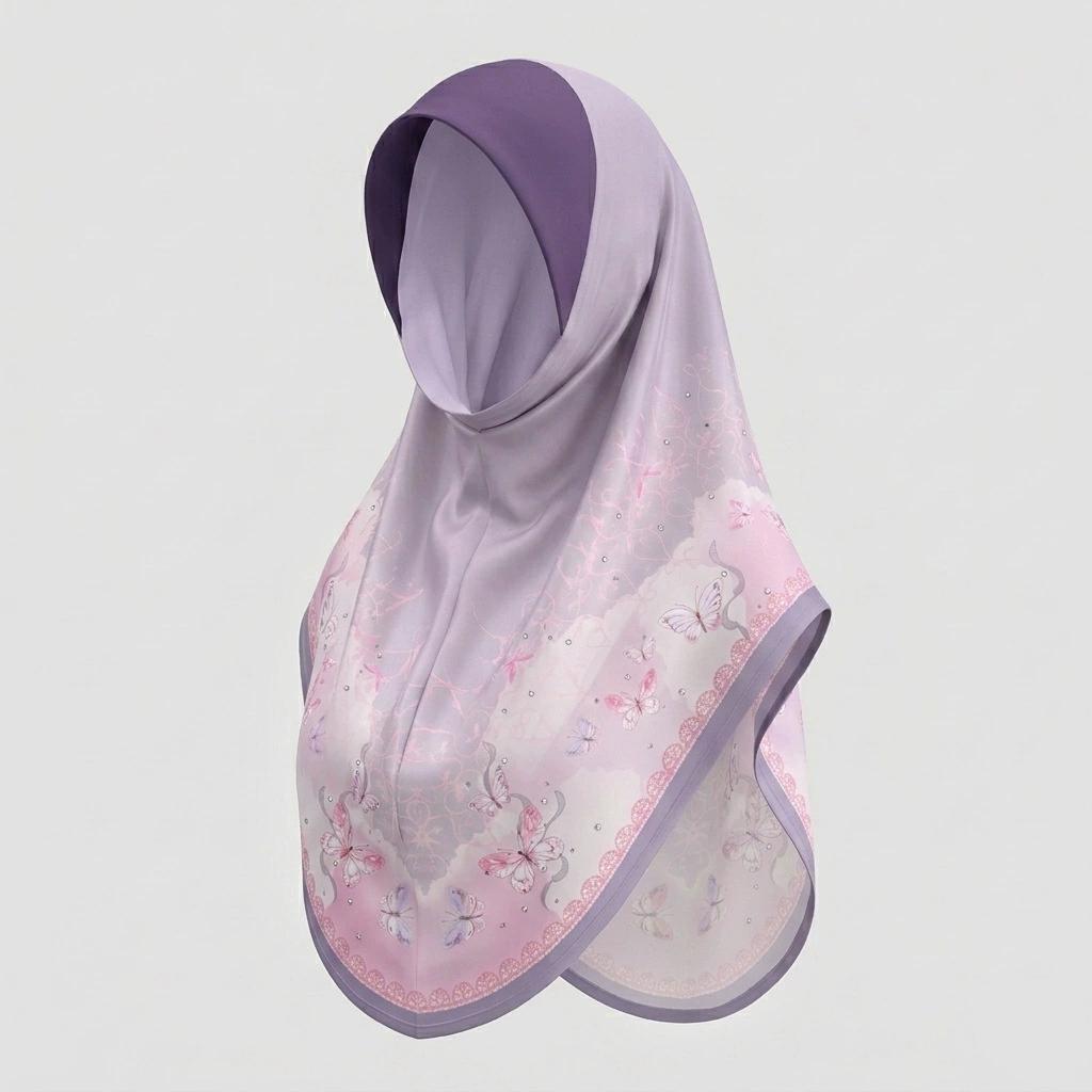 Chiffon Hijabs Women Head Wrap Square Scarf Floral Print Turban Cap