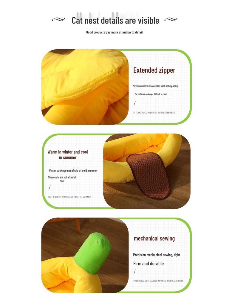 Removable & Washable Winter Dog and Cat Sofa Bed - Banana Boat Design