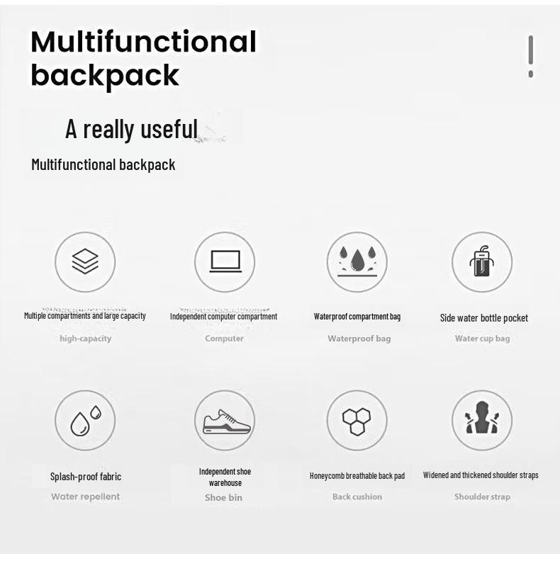Unisexový multifunkční cestovní batoh přes hranice: Lehký, všestranný pro služební cesty, venku a do školy