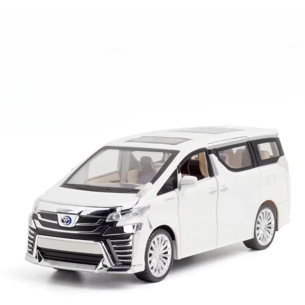 Scale 1:24 Vellfire Carmy Model Car Toy Metal Diecast Music Light Pull Back Models Toys Doors Opened Vehicle Kids Ornaments Gift