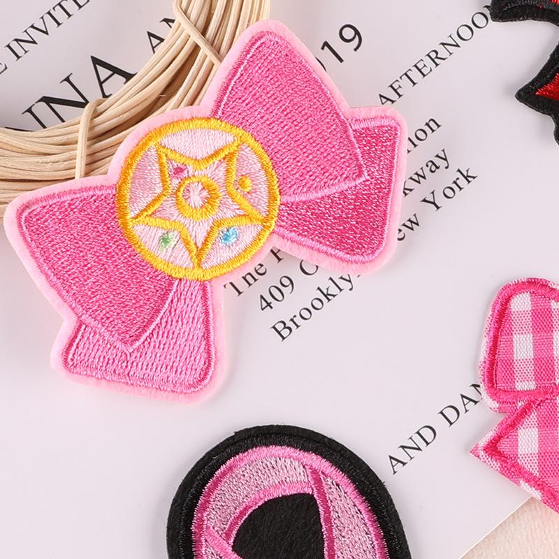 Embroidery Label Cute Bow Patch Sticker Children's Clothing Accessories Accessories Hand Account DIY Red Ribbon Embroidery Cloth Sticker