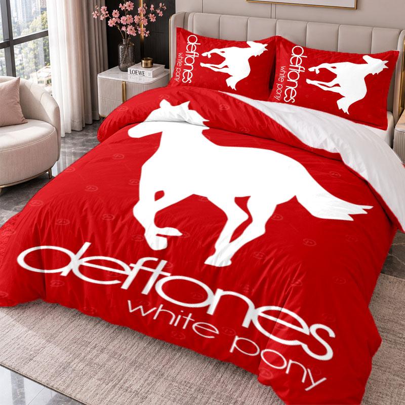 Deftones 3-teiliges Bettwäsche-Set Bettbezug mit zwei Kissenbezügen für Schlafzimmer Heimdekoration