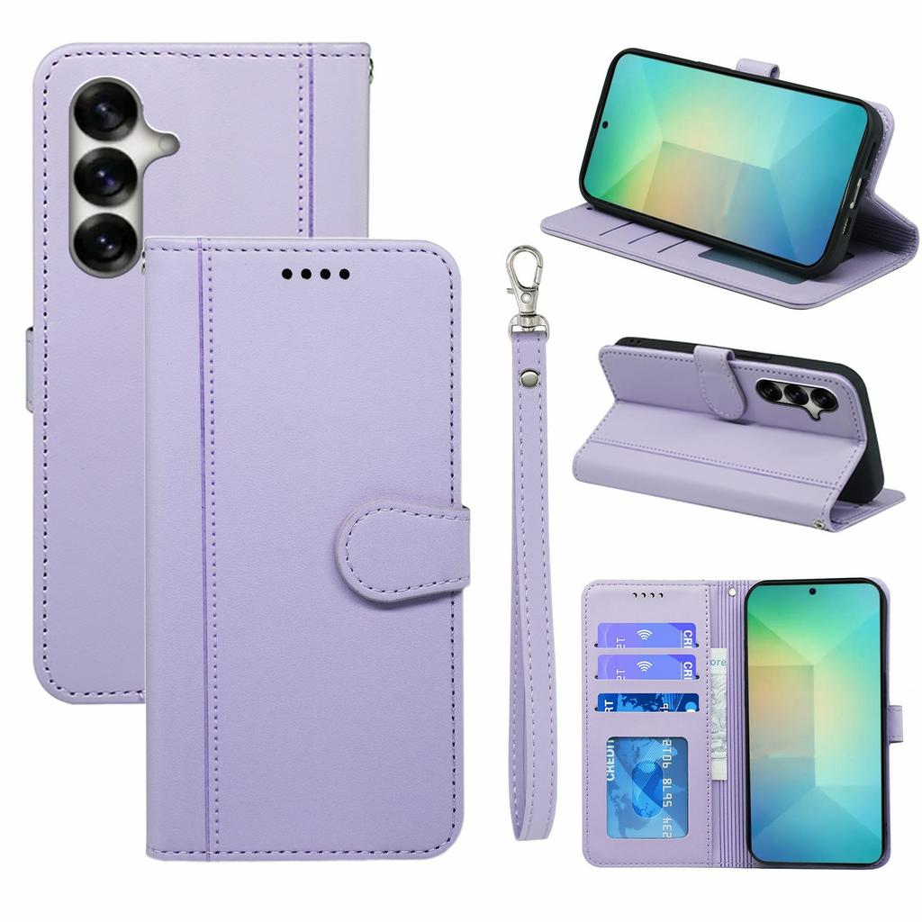 For Samsung Galaxy S26+ Wallet Case Magnetic Snap Leather Phone Cover with Strap