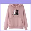 Cozy Girl Hoodie Sweatshirt With Printed Design For Autumn Winter Casual Wear