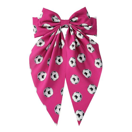 

Girl Hairpin Extra Large Ribbon Bowknot Design Back Head Hair Clip Soccer Pattern Spring Hair Pin Party Hair Accessory розовый