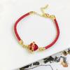 New Red Sacred Heart of Jesus Leather Rope Braided Bracelet Gold Plated Cross Bangle For Women Girls Catholic Jewelry Party Gift
