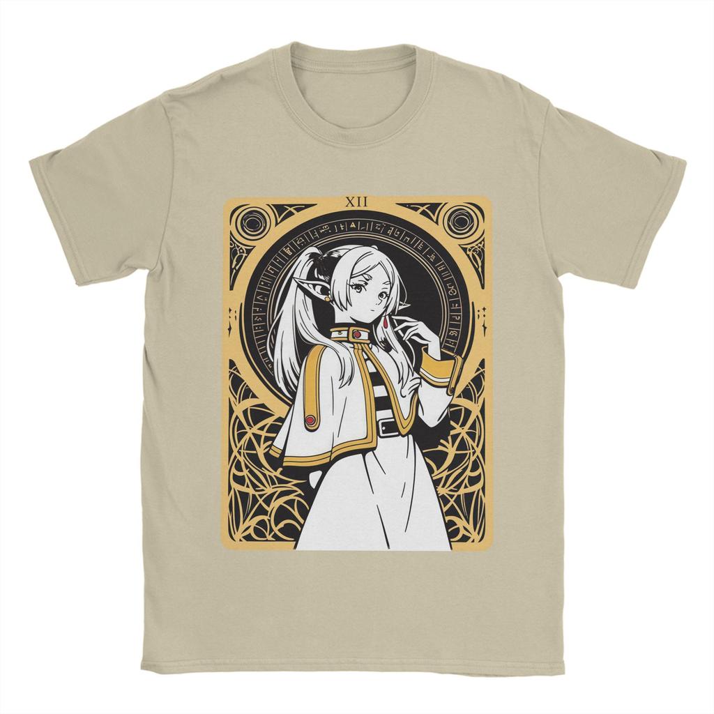 Męskie Koszulki Frieren Beyond Journey's End Anime Koszulki z Czystej Bawełny z Krótkim Rękawem Sousou No Frieren Koszulki z Okrągłym Dekoltem Odzież