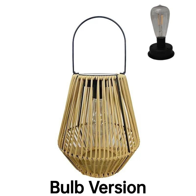 Boho-Style Handmade Solar Powered Rattan Chandelier - Waterproof Solar Light - with Handle, Ideal for Decorating Gardens