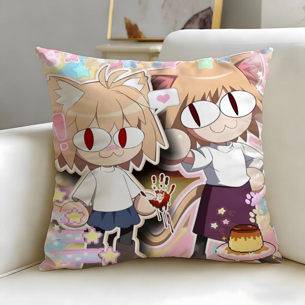 popular anime character Neco Arc Cushion Cover Soft & Easy-Wash Pillow Case – Versatile for Couch, Bed, Travel and Office