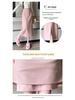 Women's 2025 Pink Wool High-Waist A-Line Midi Skirt for Autumn and Winter