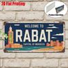 D-Moll Vintage Aluminiumschild Rabat Schild Marokkanische Hauptstadt Retro Reise Dekoration Stadtbild Wanddekoration