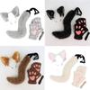 3Pcs Halloween Cats Costume Set for Girl Cosplay, Halloween Cats Costume Accessories with Headband, Tail, Gloves