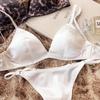 Set intimo estivo da donna, reggiseno senza ferretto con coppa triangolare in seta sexy, bralette francese, reggiseno e perizoma senza cuciture