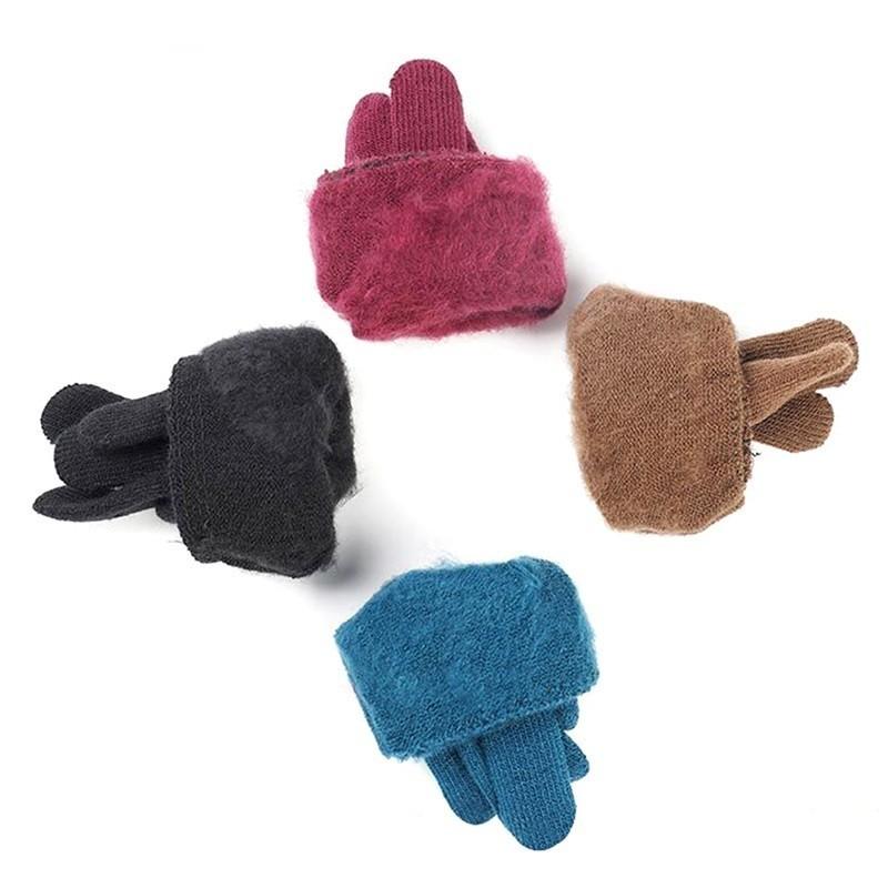Full Fingered Gloves Winter Warm Thermal Wrist Warmer Glove Solid Knitted Gloves Warm Split