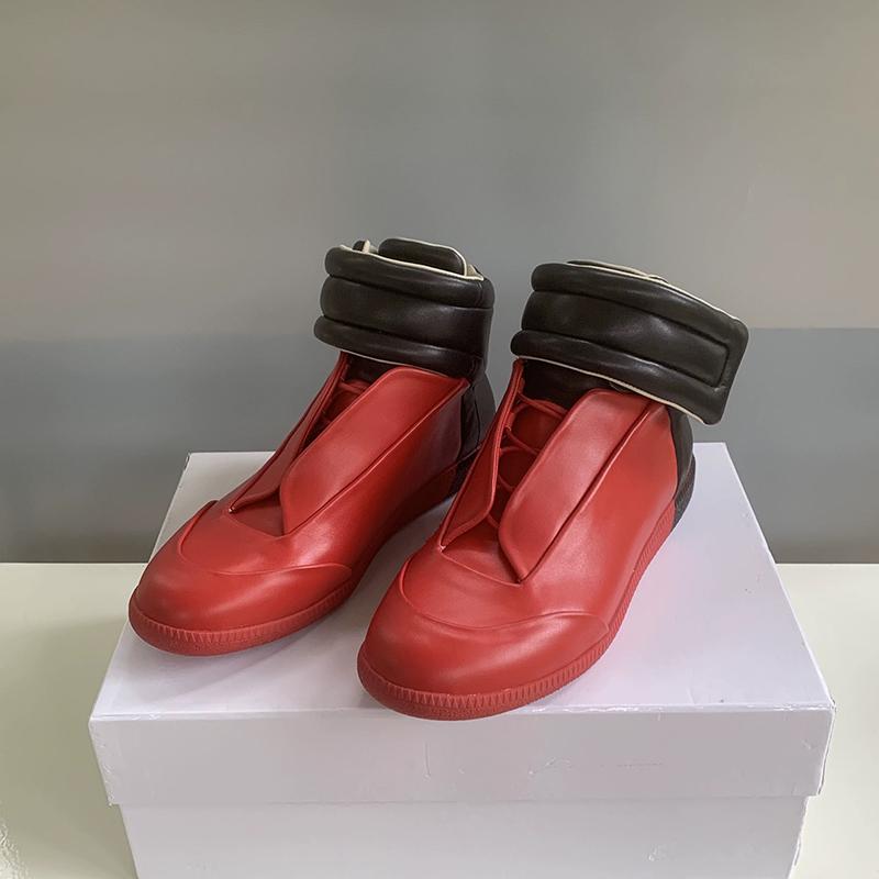 Unisex Buty Wysokie ze Skóry Naturalnej Męskie Sznurowane Buty do Chodzenia Płaskie Codzienne Buty Sportowe Zapięcie na Rzepy Buty na Kostkę Outdoor