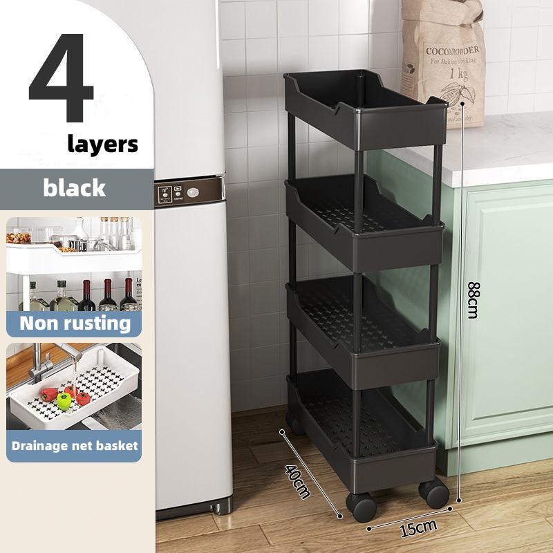 Mobile Bookshelf Storage Rack Multi-layer Bathroom Shelves Household Snacks Storage Rack Storage Trolley Household Accessories