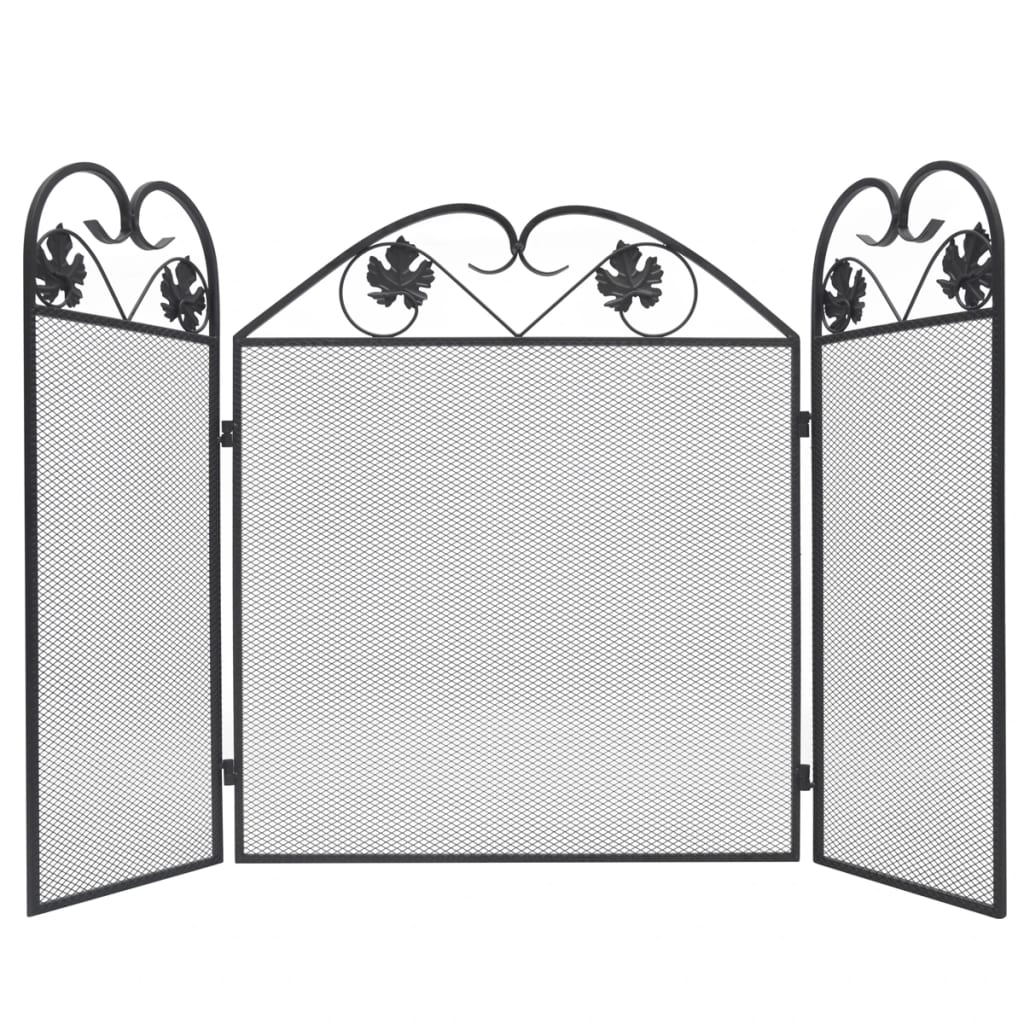 Vidaxl 3-Panel Fireplace Screen, Metal, Black