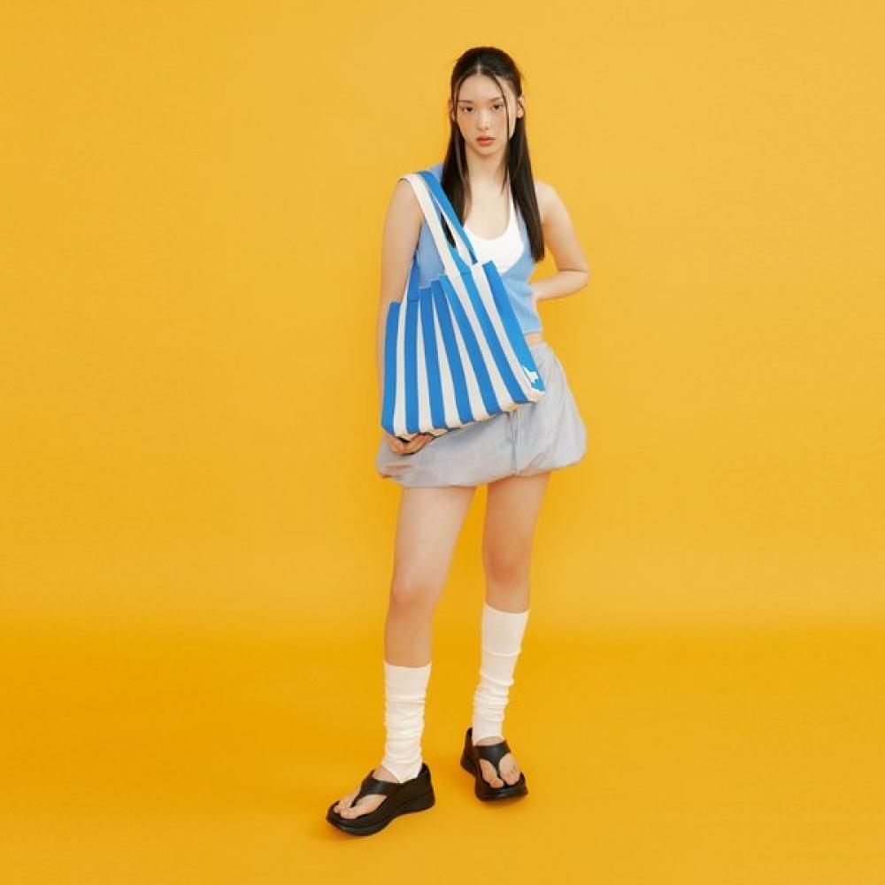 Pleatsmama Blue Stripe Two Way Shopper Bag