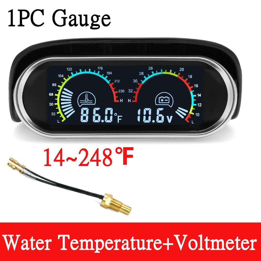 

New 12v/24v Auto Car 2 in 1 LCD Digital Display Water Temperature+ Voltmeter+Temp Sensor+Adapter(Optional)Universal for Cars