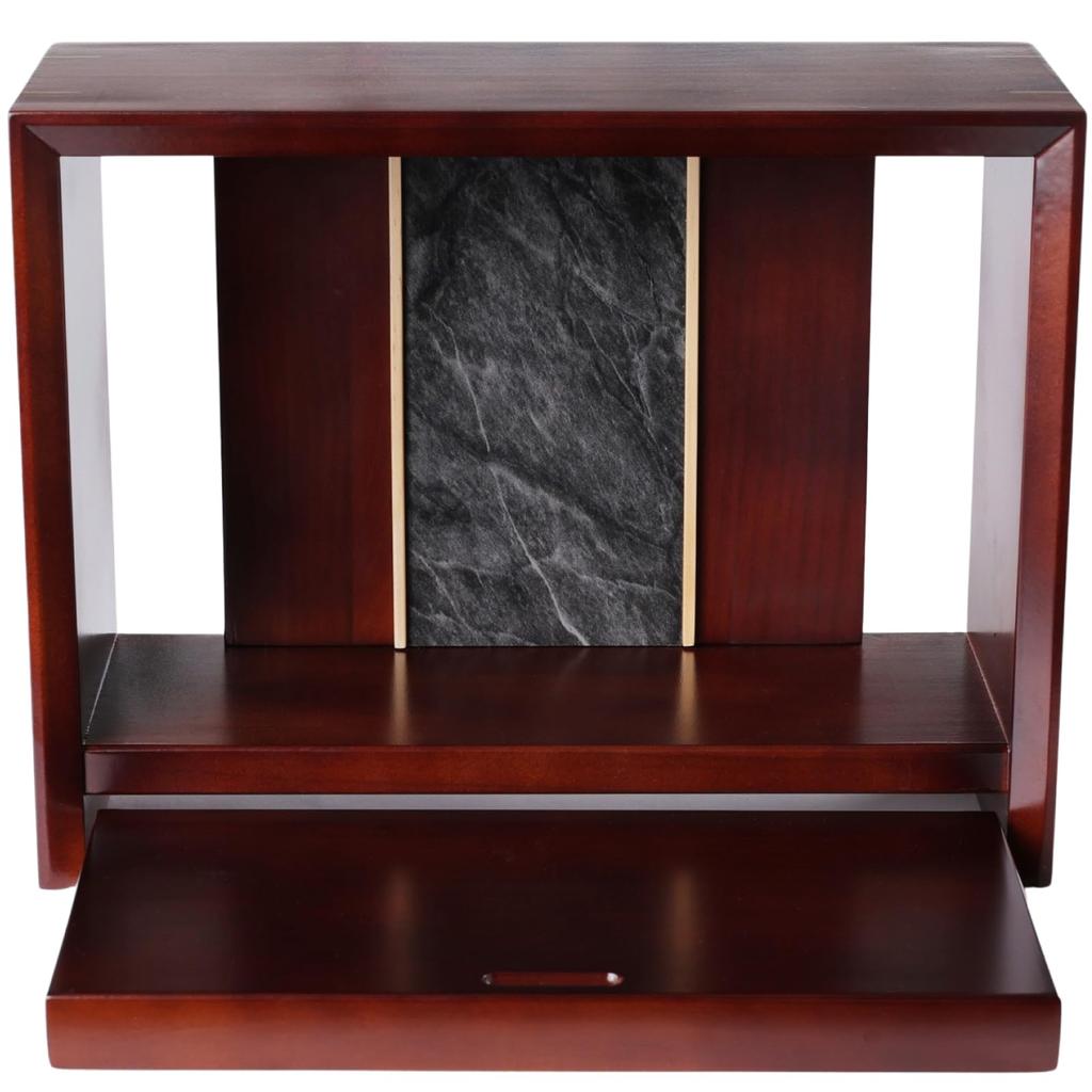 inoriba Mini Buddhist Altar, Open Type [Made of Natural Wood] Modern, Compact, Furniture-Style Buddhist Altar for Home Memorials (Brown)