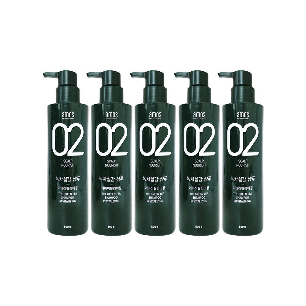 AMOS Green Tea Real Shampoo 500g (5ea) Revitalizing Rising Scalp and Hair Care