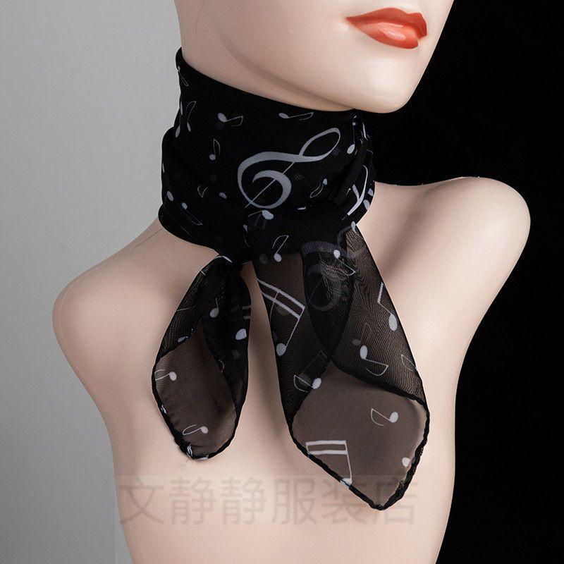 Fashion Printing Music Note Silk Scarf Versatile Decorative Neck Protector Square Yarn Scarf Spring and Autumn Triangular Scarf