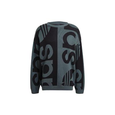 Originals Mode Tricot Col Rond Décontracté Sport Grand Logo Pull Homme Hauts Gris GN3317