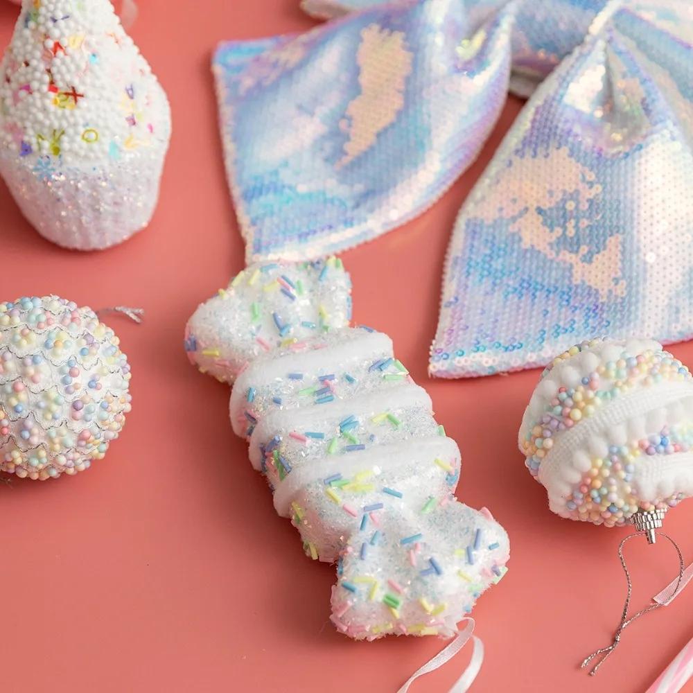 Ice Cream Colorful Christmas Pendant Candy Cane Festive Christmas Drop Ornaments Pendant Party Home Wall Shop Decoration