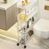 Acrylic Clear Trolley Rack Movable Rolling Utility Cart Narrow Gap Storage Rack with Wheels Bathroom Removable Shelf 2/3/4 Layer