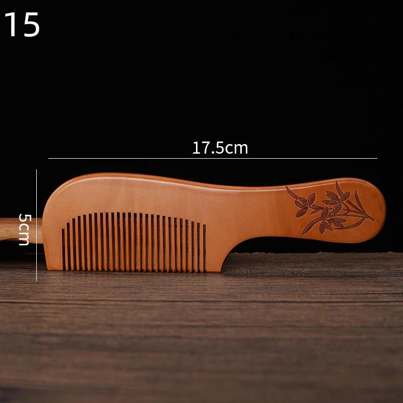 Anti-Static Handcrafted Natural Peach Wood Hair Comb Head Massage Wooden Comb Hair Care Diy Styling Tool
