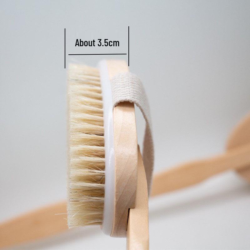 Kartáč na tělo s dlouhou rukojetí z kančích štětin pro suché kartáčování a exfoliaci