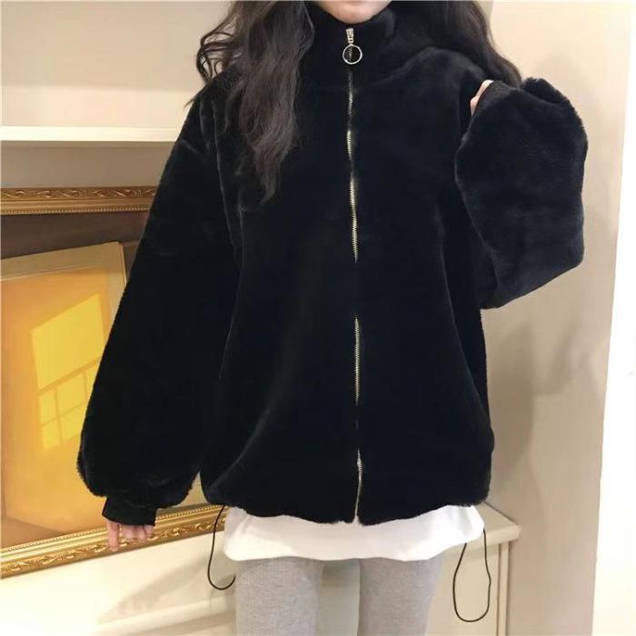 

Женское флисовое пальто больших размеров с утолщенной овечьей шерстью и бархатной подкладкой для защиты от холода XXXX-Small