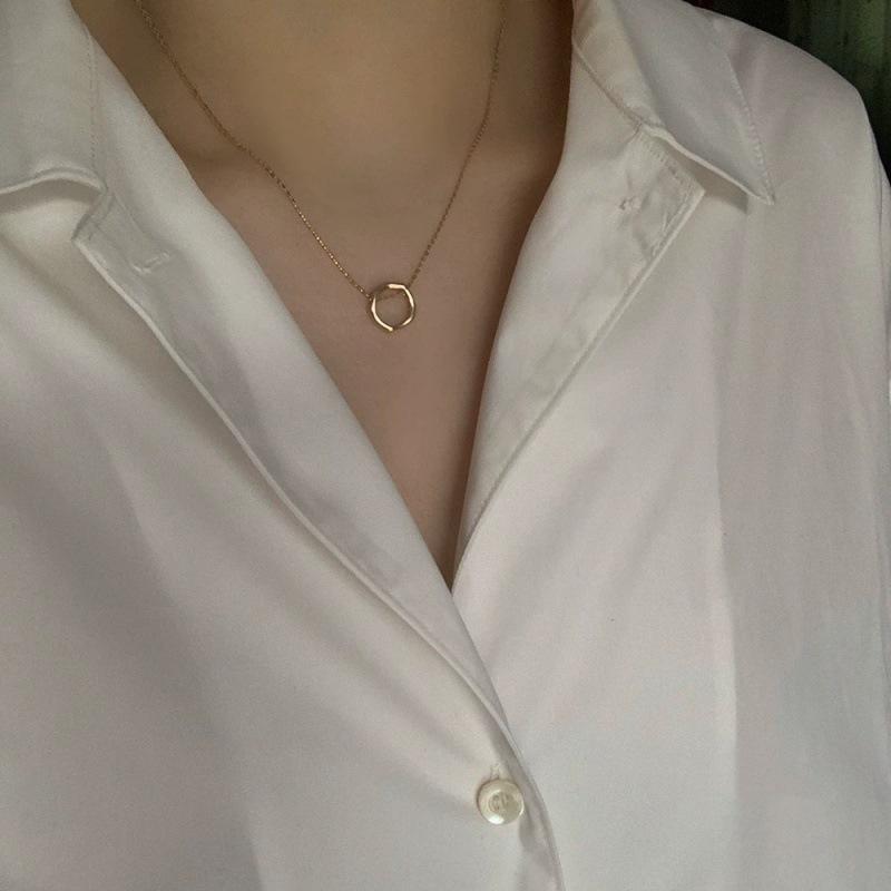 

Срібне кільце S925, жіноче намисто з глянцевим колом, невеликий кулон, ланцюжок для ключиці 925