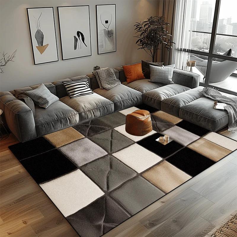 Modern Black White Geometric Carpet for Living Room Large Area Decoration Home Rugs for Bedroom Soft Non-slip Lounge Sofa Mat