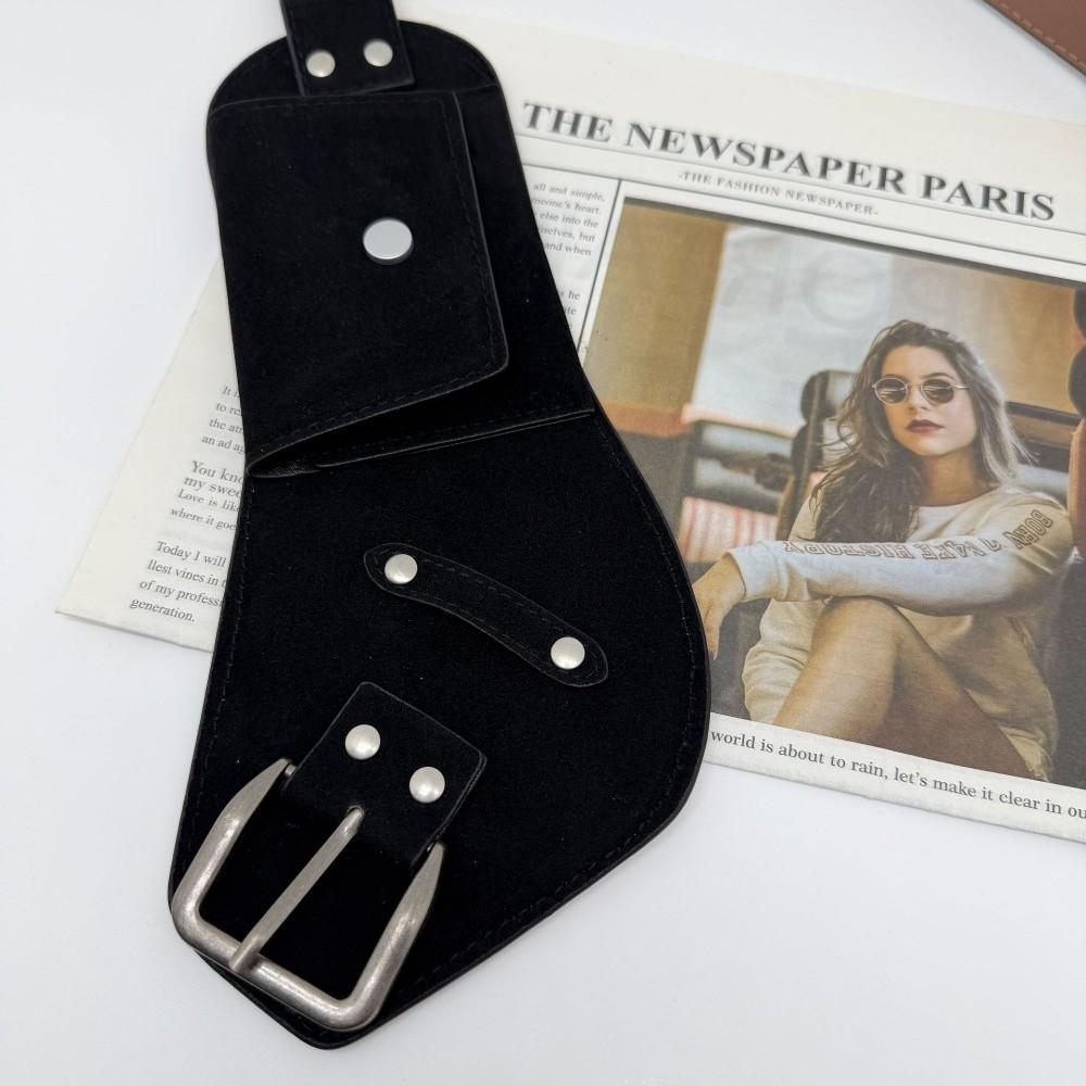 Fashion PU Pin Buckle Waistband Alloy Cool Maillard Waist Belt Luxury Wide Suede Waist Bag Belt Travel