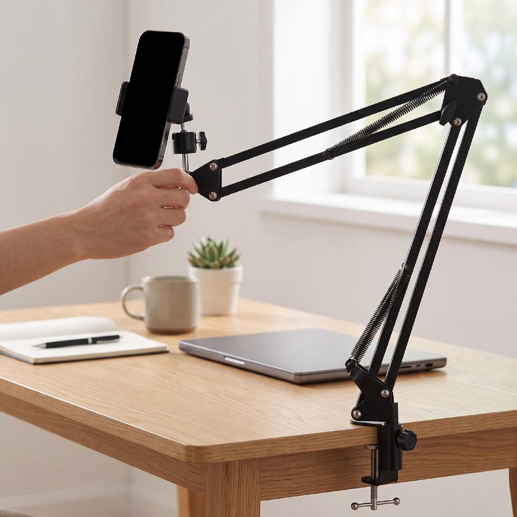 Overhead Phone Mount C Clamp   Desk Phone Mount with   Flexible Arm for Recording Hands   Viewing